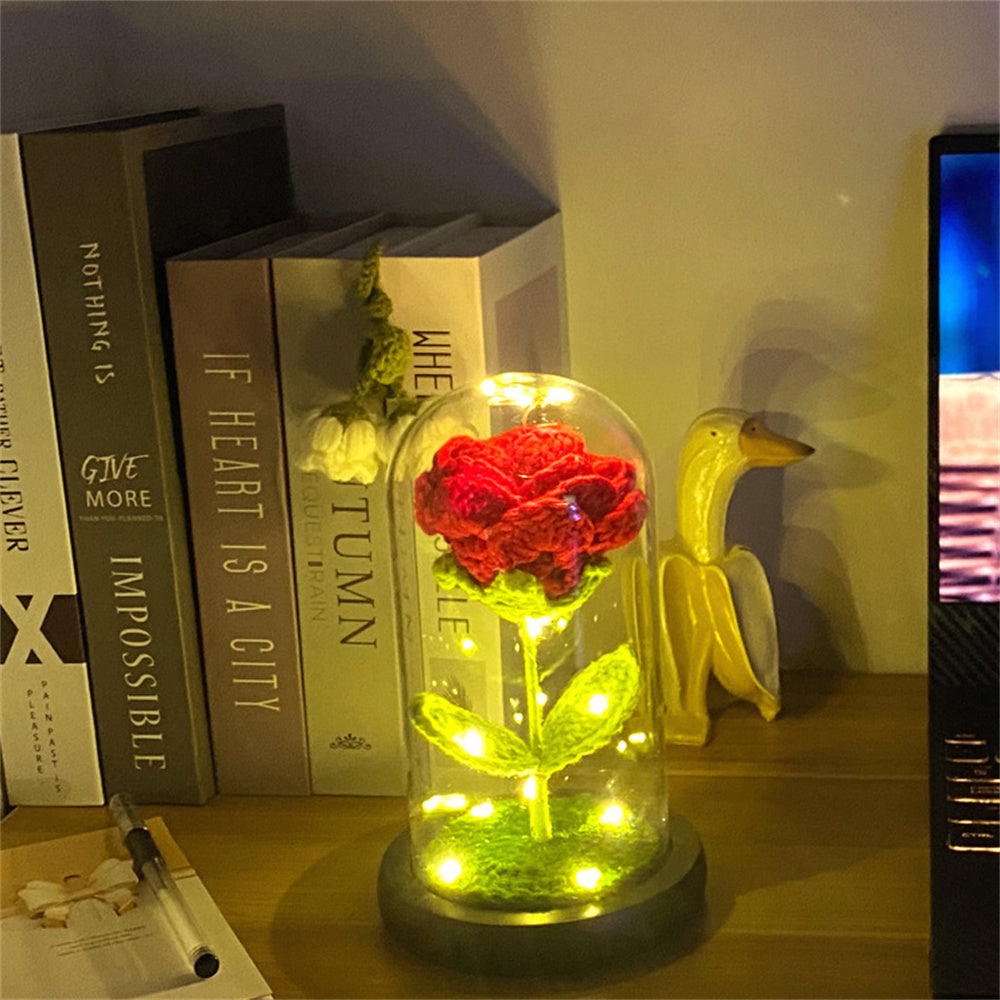 Crochet Flower Lamp Handmade Knitted Rose Sunflower Glass Cover Ornament