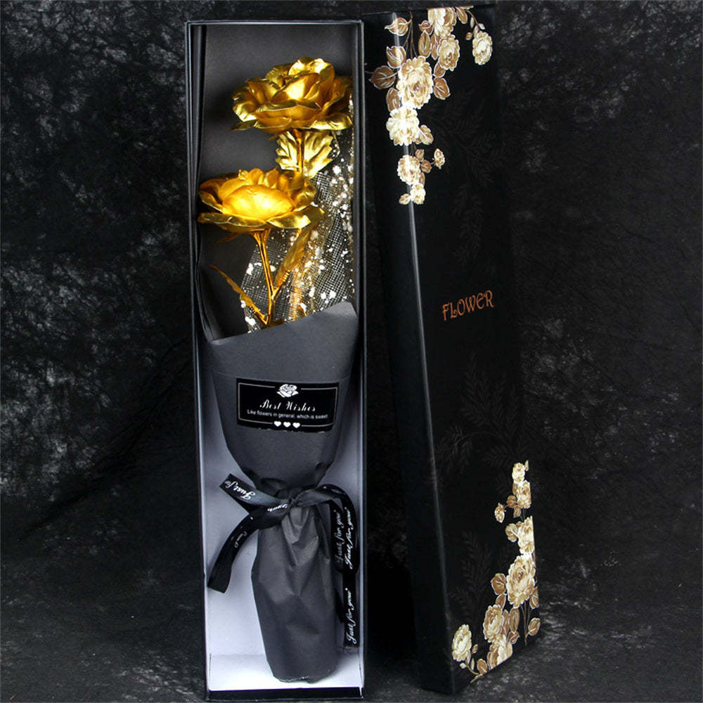 Gold Foil Roses Colorful Rose Bouquet Artificial Forever Flowers Valentine's Day Gifts for Lover - SantaSocks