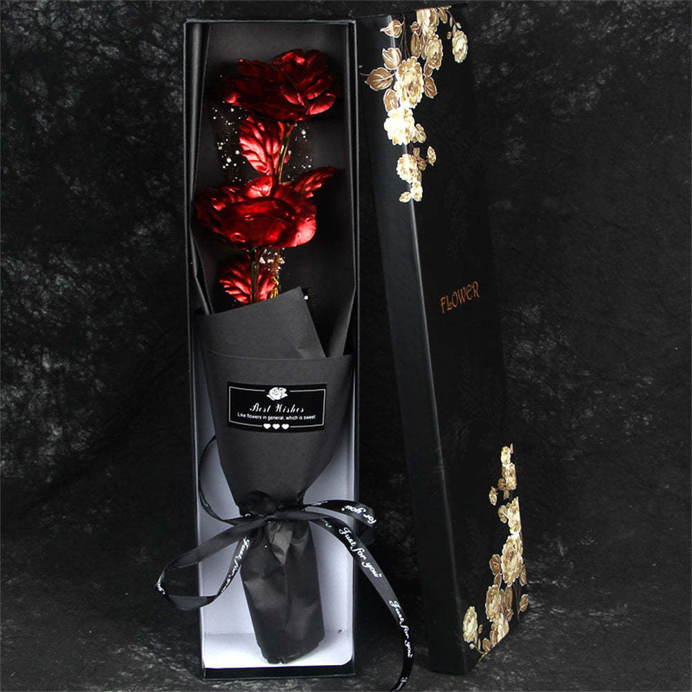 Gold Foil Roses Colorful Rose Bouquet Artificial Forever Flowers Valentine's Day Gifts for Lover - SantaSocks