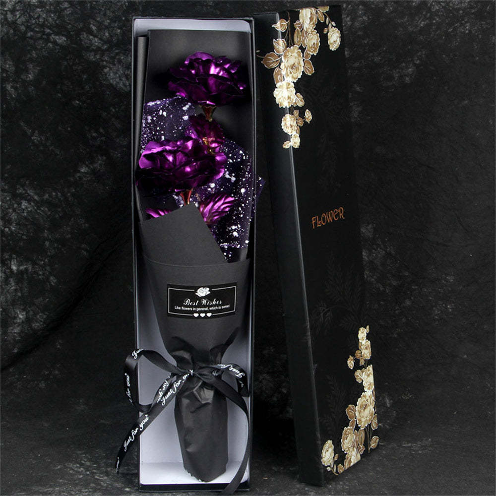 Gold Foil Roses Colorful Rose Bouquet Artificial Forever Flowers Valentine's Day Gifts for Lover - SantaSocks