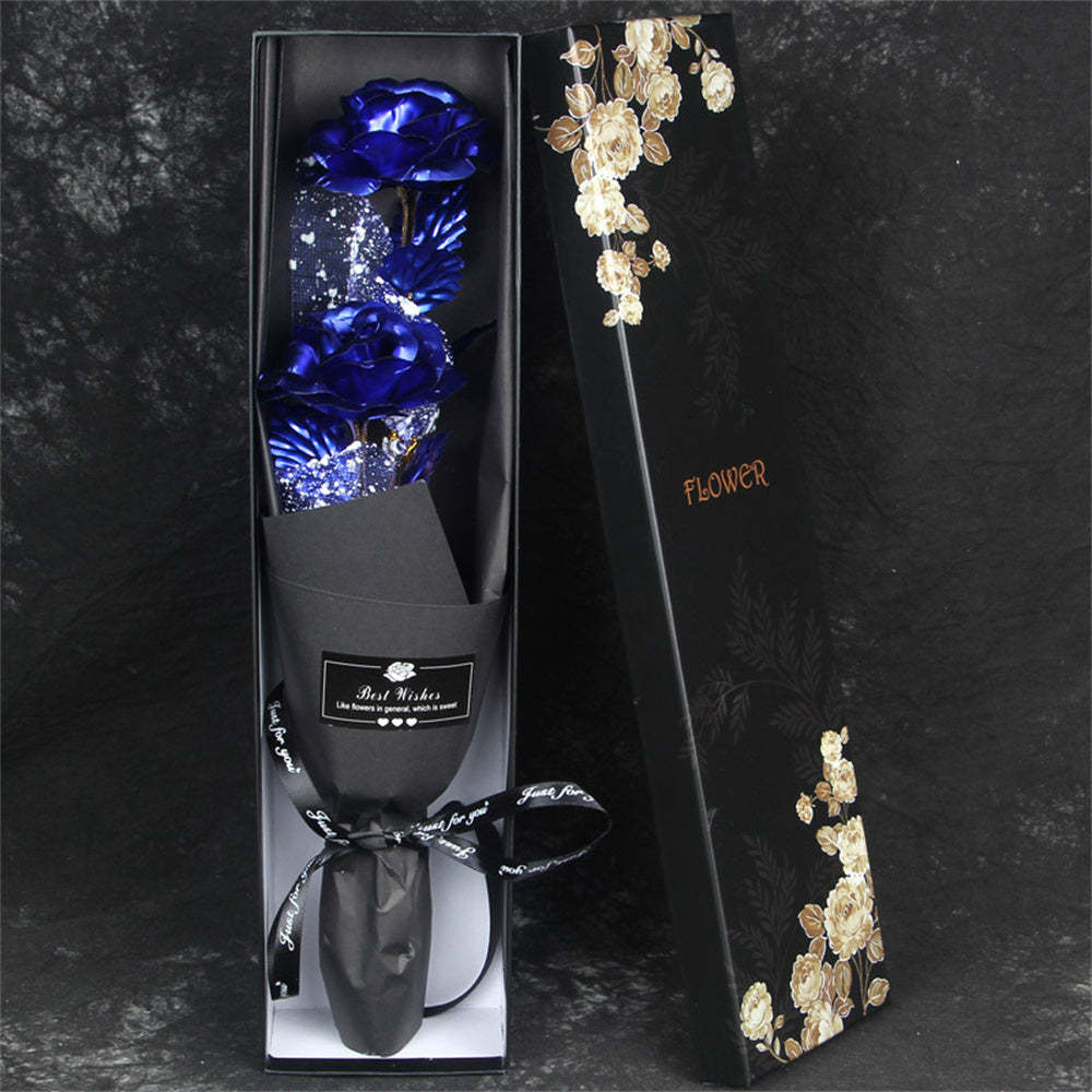 Gold Foil Roses Colorful Rose Bouquet Artificial Forever Flowers Valentine's Day Gifts for Lover - SantaSocks