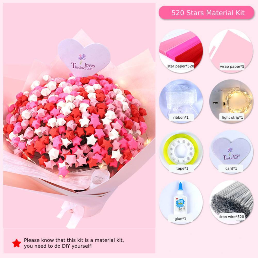 DIY Lucky Paper Stars Bouquet Set Valentine's Day Gifts for Lovers - SantaSocks