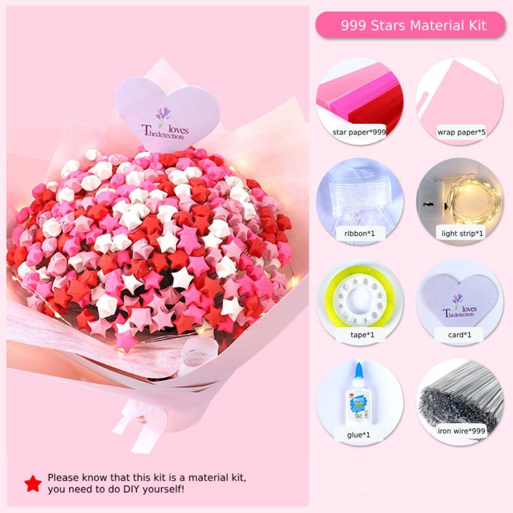 DIY Lucky Paper Stars Bouquet Set Valentine's Day Gifts for Lovers - SantaSocks