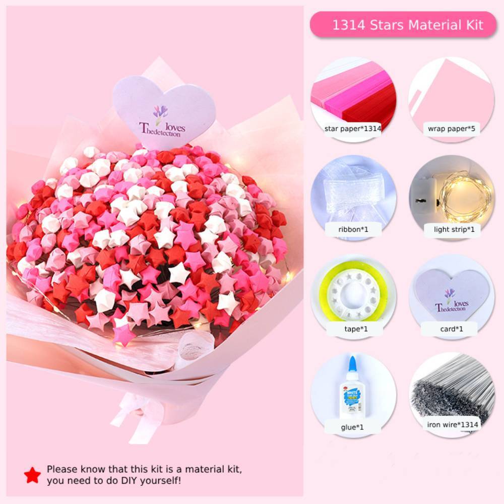 DIY Lucky Paper Stars Bouquet Set Valentine's Day Gifts for Lovers - SantaSocks