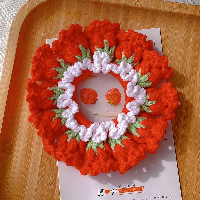 Gifts for Mom Hand-Woven Lily Of The Valley Wool Large Intestine Hair Ring High Elastic Ponytail Hair Ring - SantaSocks