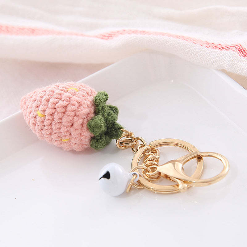 Crochet Fruit Keychain Cute Food Donut Knitted Car Keyring Bag Decorations Gifts for Her - SantaSocks