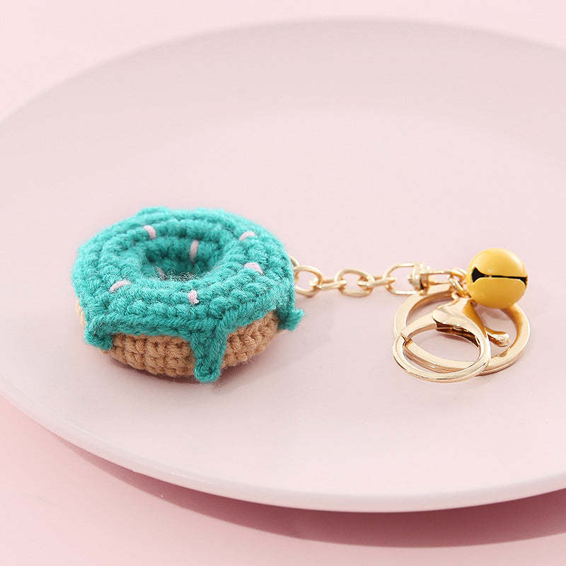 Crochet Fruit Keychain Cute Food Donut Knitted Car Keyring Bag Decorations Gifts for Her - SantaSocks