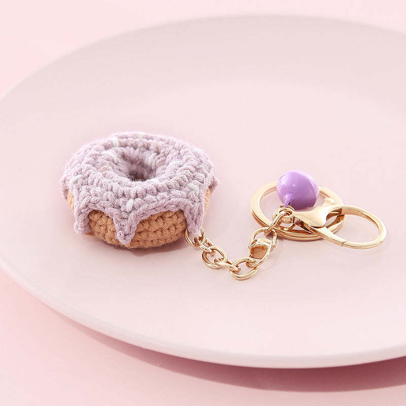 Crochet Fruit Keychain Cute Food Donut Knitted Car Keyring Bag Decorations Gifts for Her - SantaSocks