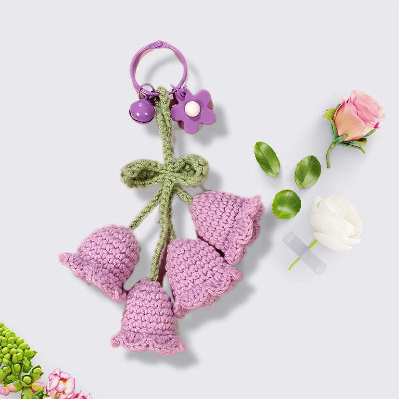 Flower Knitted KeyChain for Bag Crochet Campanula Keychain Handmade Gift - SantaSocks