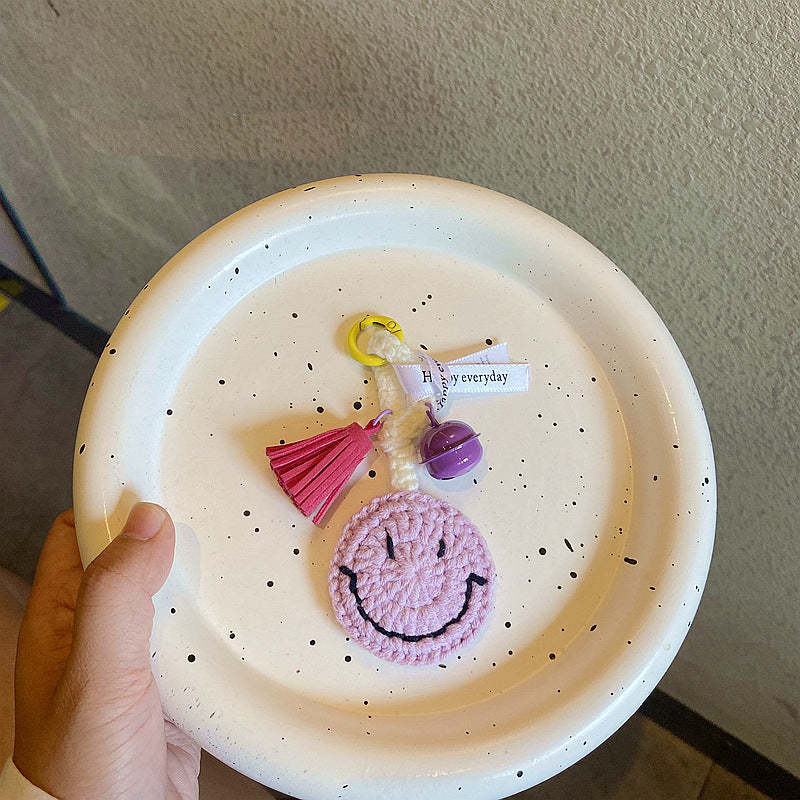 Knitted Smiley Face Keychain Creative Handmade Crochet Keychain Gift for Women - SantaSocks