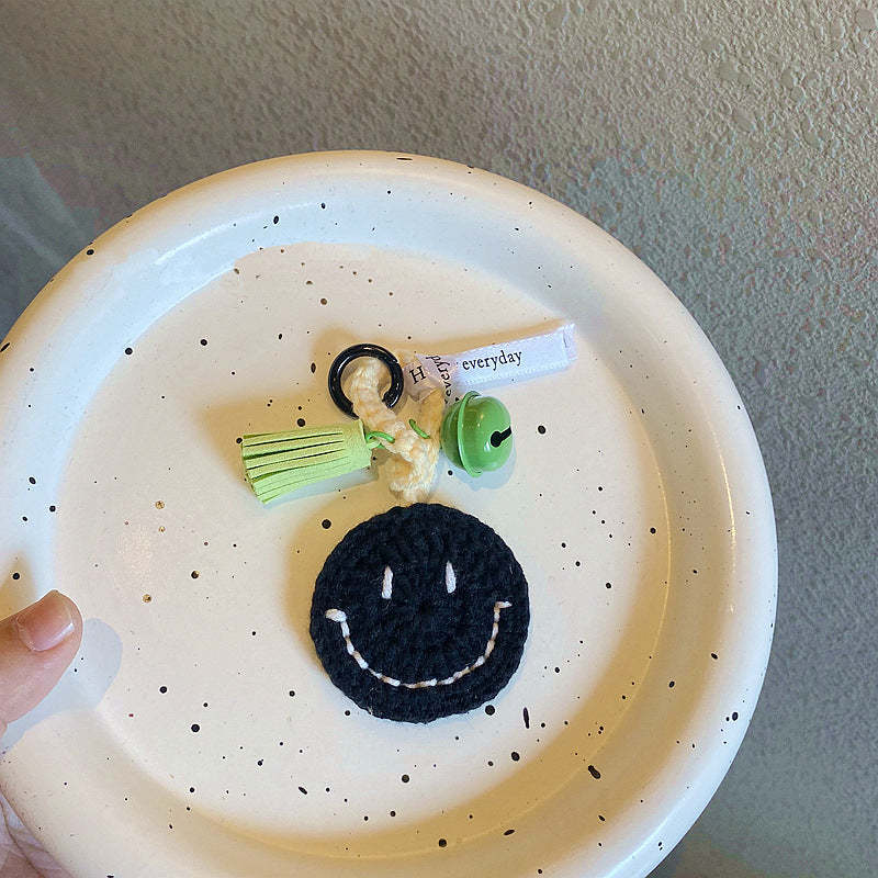 Knitted Smiley Face Keychain Creative Handmade Crochet Keychain Gift for Women - SantaSocks