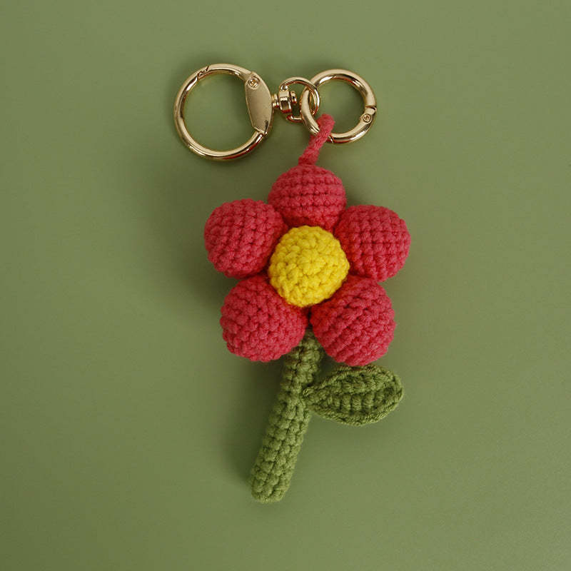 Crochet Flower Keychain Handmade Knitted Bouquet Keychain for Birthday Gift - SantaSocks