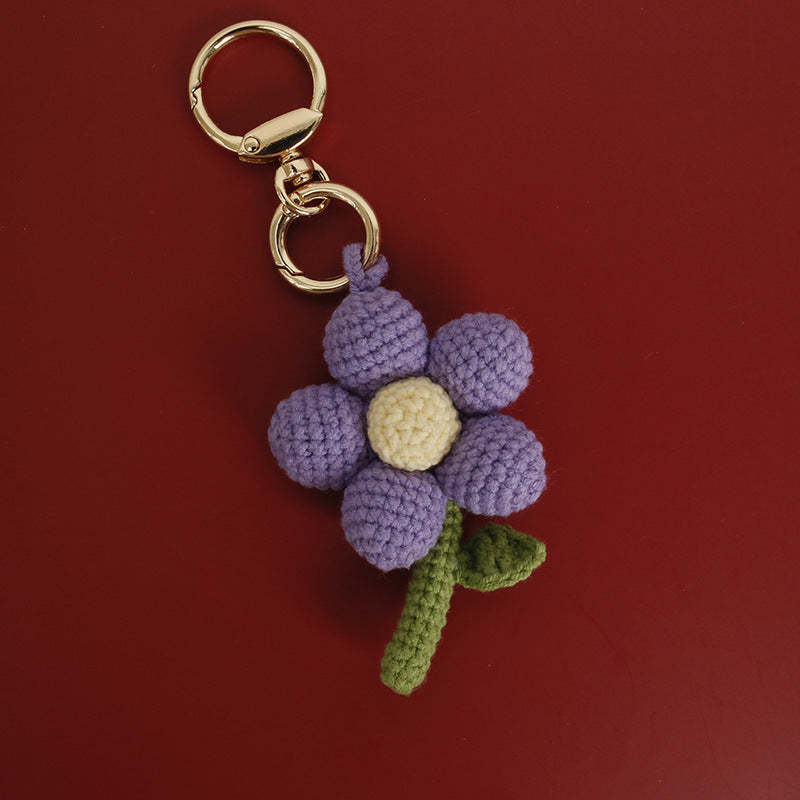 Crochet Flower Keychain Handmade Knitted Bouquet Keychain for Birthday Gift - SantaSocks