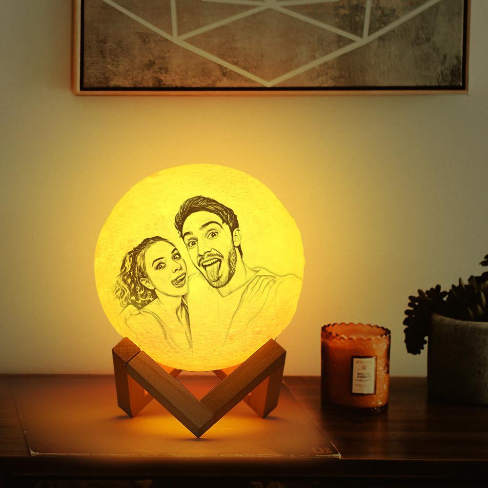 Magic 3D Printing Moon Light Photo Engraved, For Love - Touch Two Colors 10-20cm