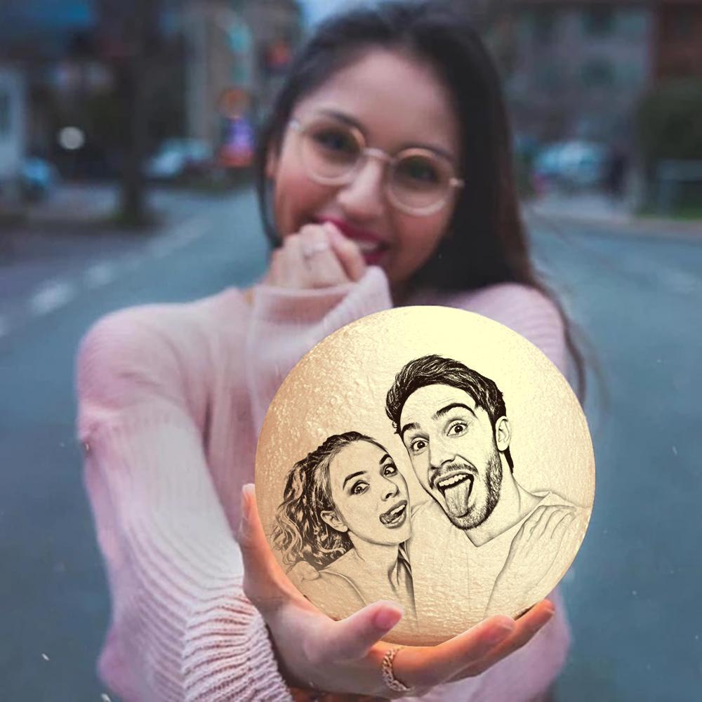 Magic 3D Printing Moon Light Photo Engraved, For Love - Touch Two Colors 10-20cm