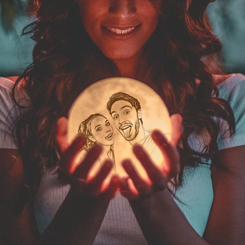Magic 3D Printing Moon Light Photo Engraved, For Love - Touch Two Colors 10-20cm