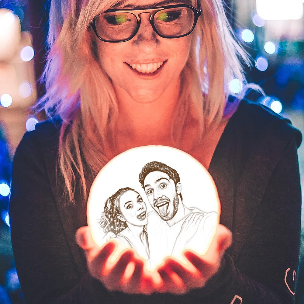 Magic 3D Printing Moon Light Photo Engraved, For Love - Touch Two Colors 10-20cm