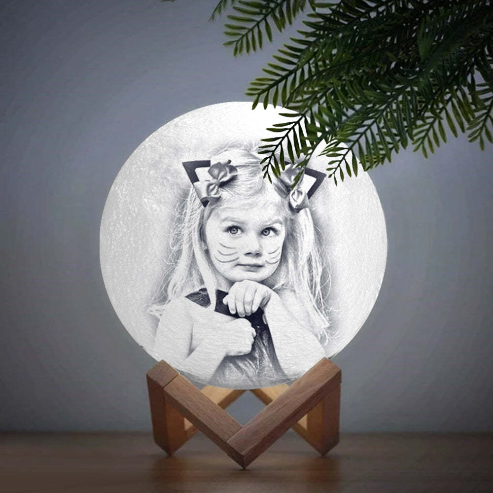 Custom Photo Engraved 3D Printing Moon Lamp, Creative Idea For Baby - Tap Three Colors - SantaSocks