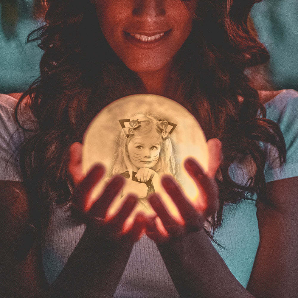 Custom Photo Engraved 3D Printing Moon Lamp, Creative Idea For Baby - Tap Three Colors - SantaSocks