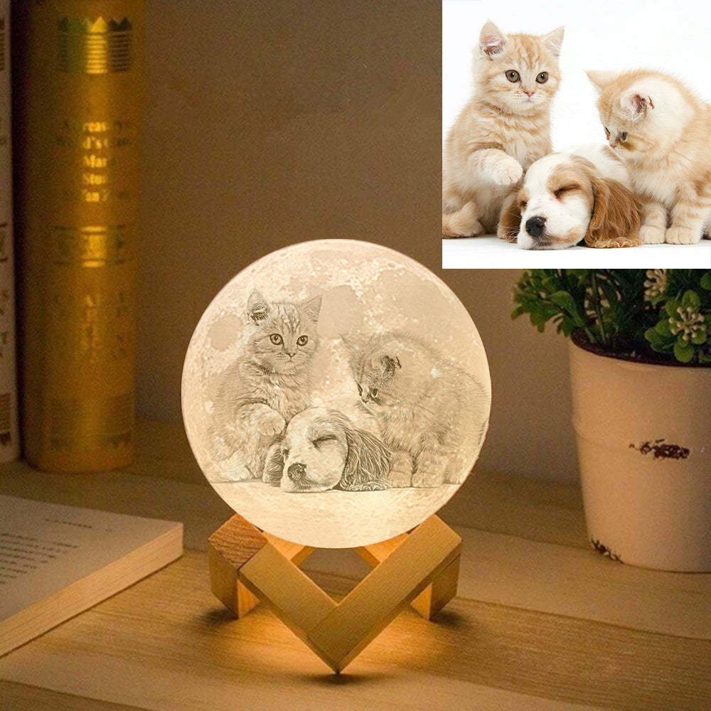 Pet Memorial Gift Photo Moon Lamp Engraved Luna Lamp With Engravings - SantaSocks