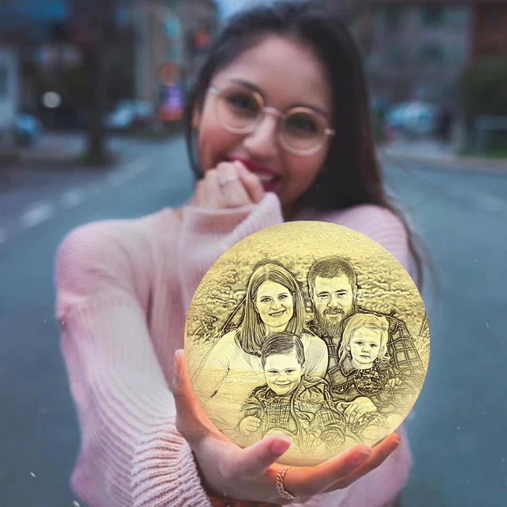 3D Printed Jupiter Lamp Personalized Happy Family - Touch Three Colors (10-20cm) - SantaSocks