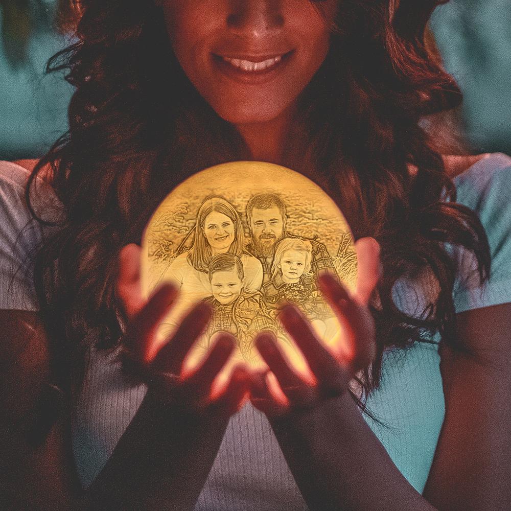 3D Printed Jupiter Lamp Personalized Happy Family - Touch Three Colors (10-20cm) - SantaSocks