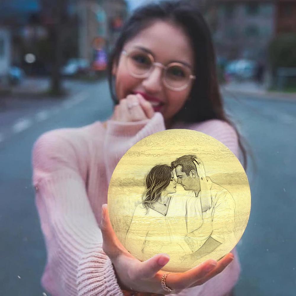 3D Printed Jupiter Lamp Personalized Sweet Lover - Touch Three Colors (10-20cm) - SantaSocks