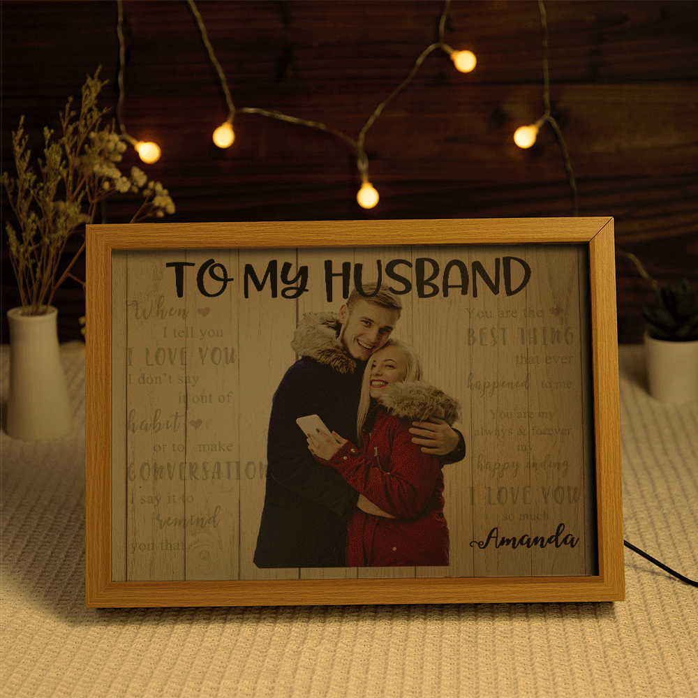 Custom Photo Lamp TO MY HUSBAND Personalized Text Light Valentine's Day Gift - photomoonlamp