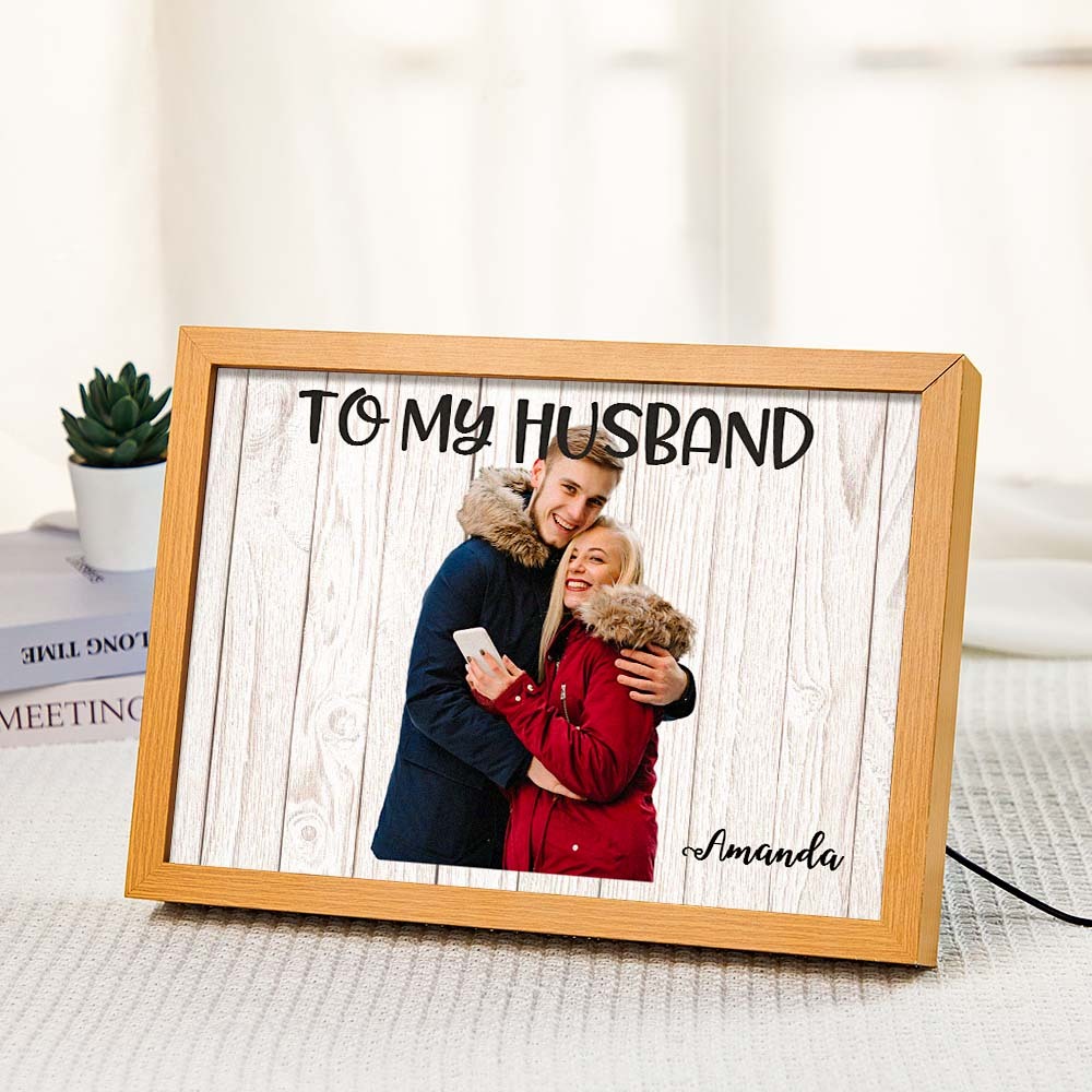Custom Photo Lamp TO MY HUSBAND Personalized Text Light Valentine's Day Gift - photomoonlamp
