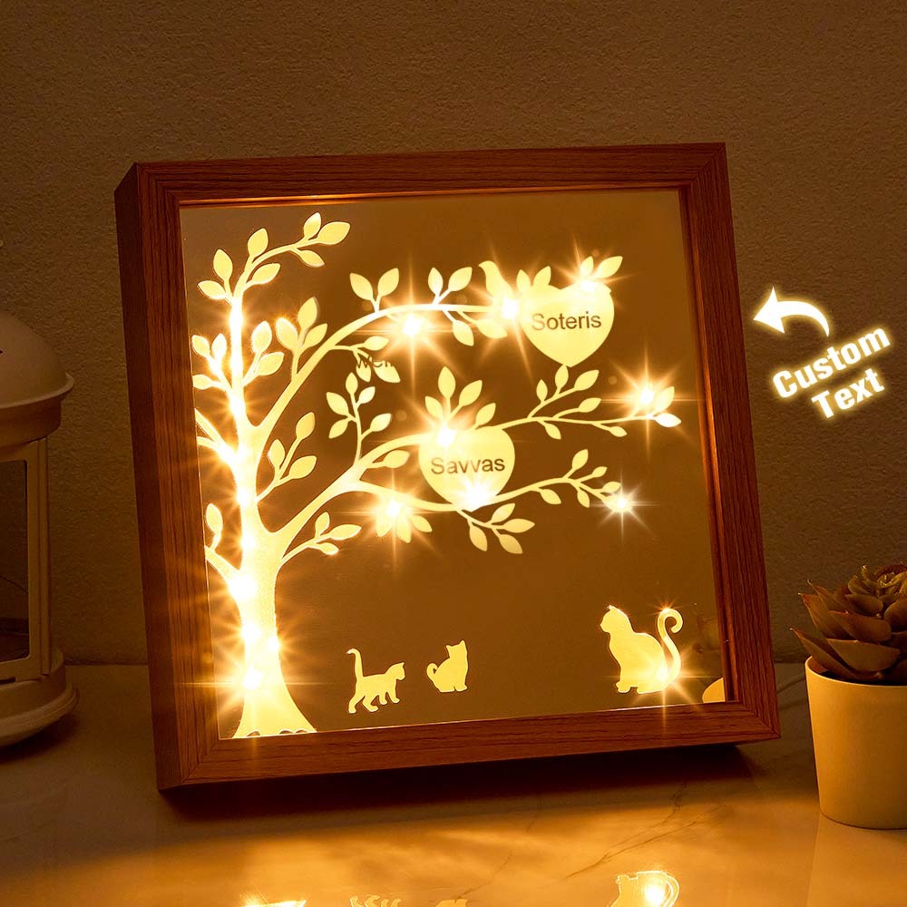 Personalized Name Family Tree Mirror NIght Light Freestanding Home Decor Gifts For Mom - mymoonlampuk