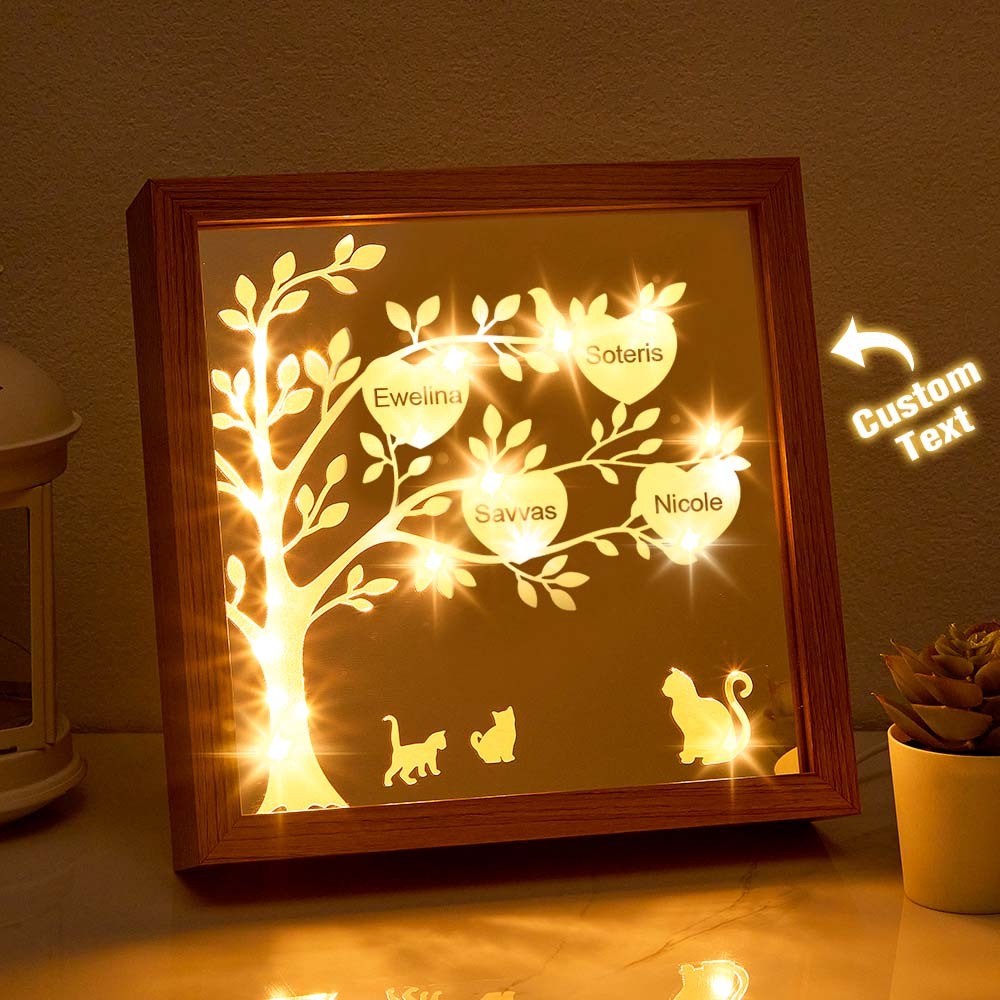Personalized Name Family Tree Mirror NIght Light Freestanding Home Decor Gifts For Mom - mymoonlampuk