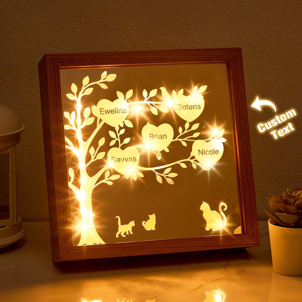 Personalized Name Family Tree Mirror NIght Light Freestanding Home Decor Gifts For Mom - mymoonlampuk