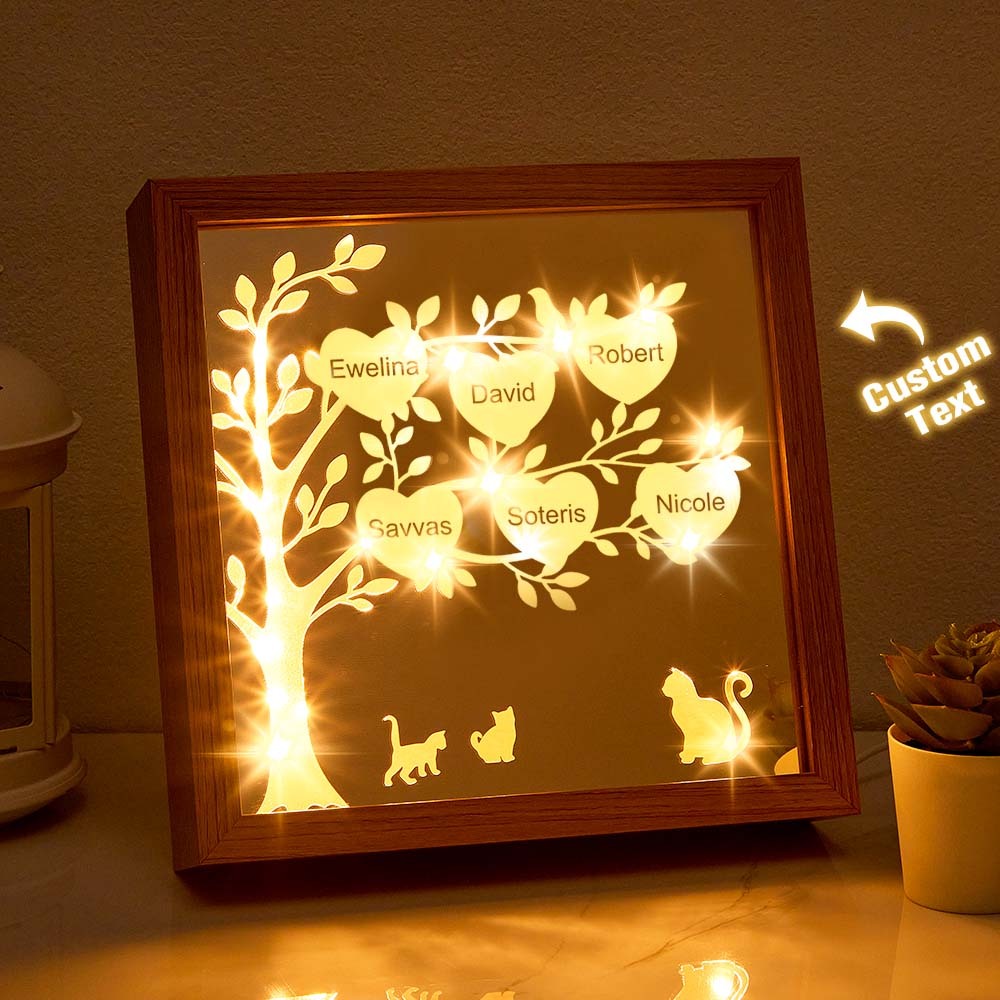 Personalized Name Family Tree Mirror NIght Light Freestanding Home Decor Gifts For Mom - mymoonlampuk