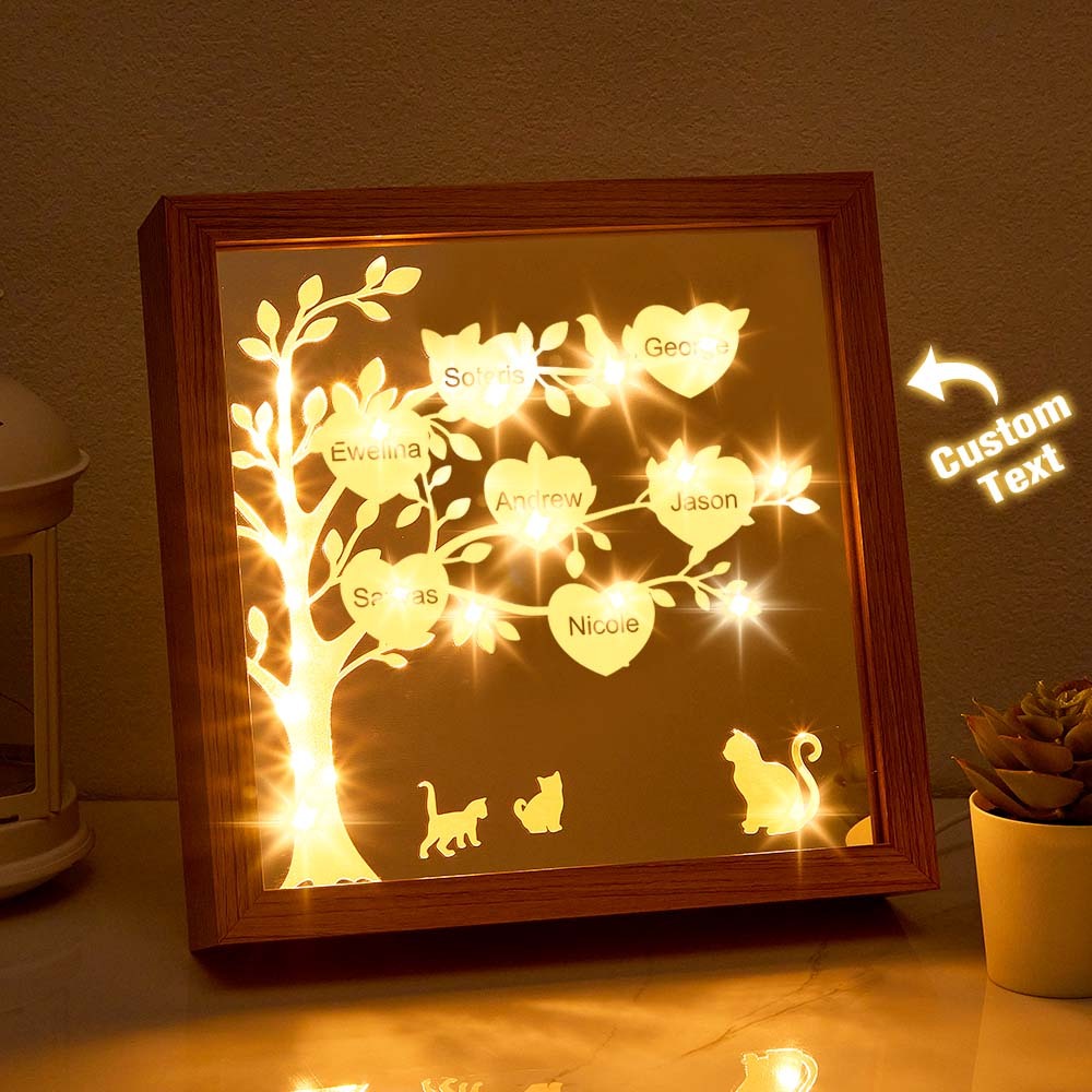 Personalized Name Family Tree Mirror NIght Light Freestanding Home Decor Gifts For Mom - mymoonlampuk