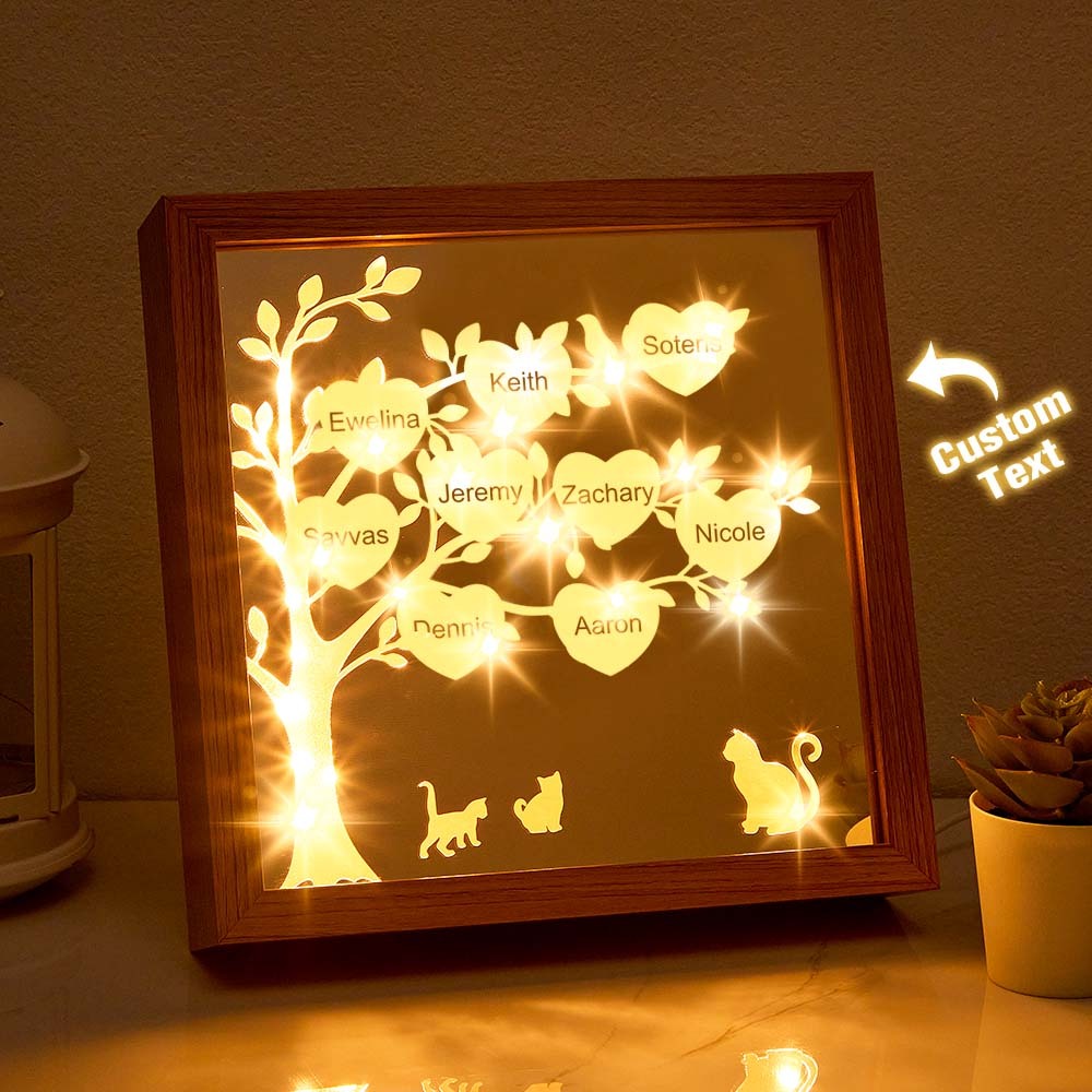 Personalized Name Family Tree Mirror NIght Light Freestanding Home Decor Gifts For Mom - mymoonlampuk