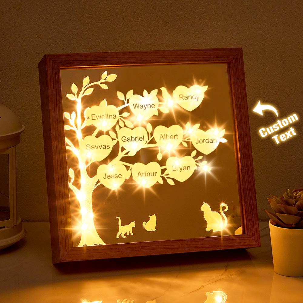 Personalized Name Family Tree Mirror NIght Light Freestanding Home Decor Gifts For Mom - mymoonlampuk
