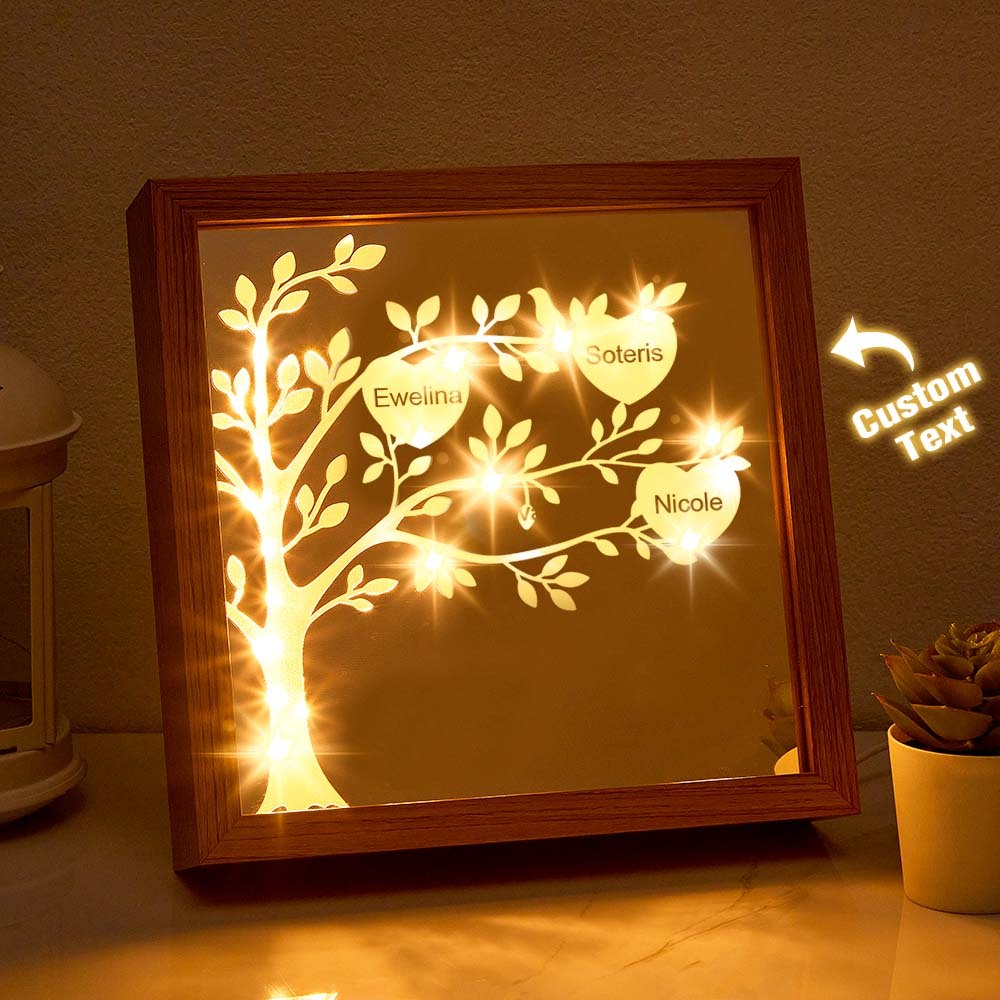Personalized Name Family Tree Mirror NIght Light Freestanding Home Decor Gifts For Mom - mymoonlampuk