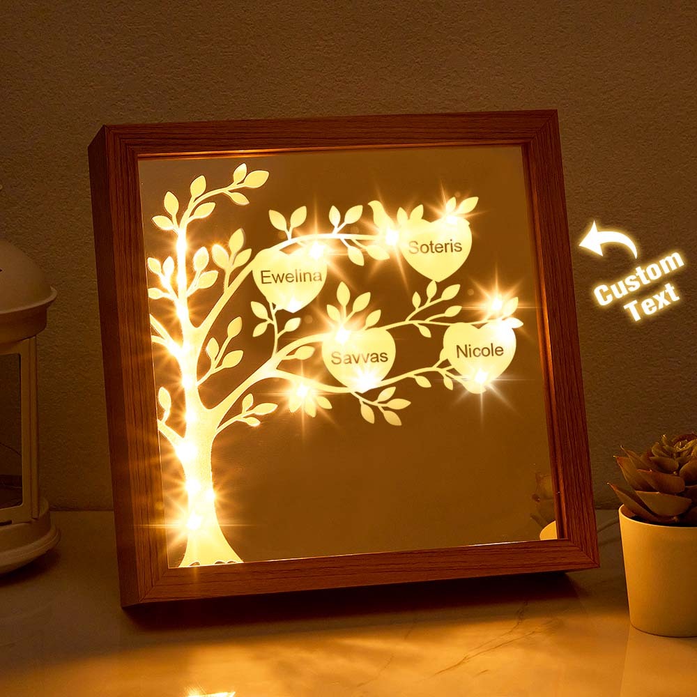 Personalized Name Family Tree Mirror NIght Light Freestanding Home Decor Gifts For Mom - mymoonlampuk