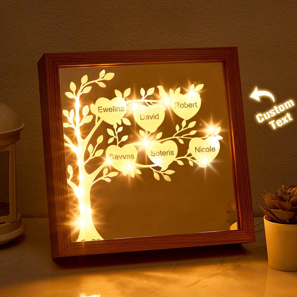 Personalized Name Family Tree Mirror NIght Light Freestanding Home Decor Gifts For Mom - mymoonlampuk