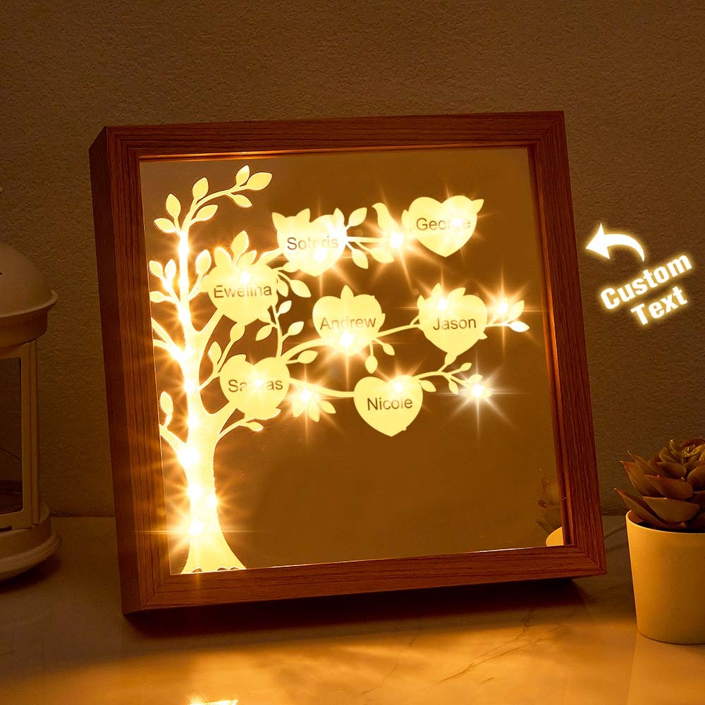 Personalized Name Family Tree Mirror NIght Light Freestanding Home Decor Gifts For Mom - mymoonlampuk