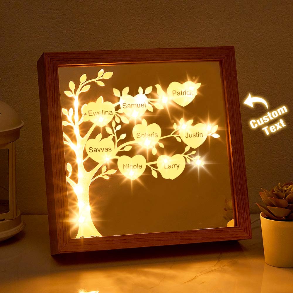 Personalized Name Family Tree Mirror NIght Light Freestanding Home Decor Gifts For Mom - mymoonlampuk