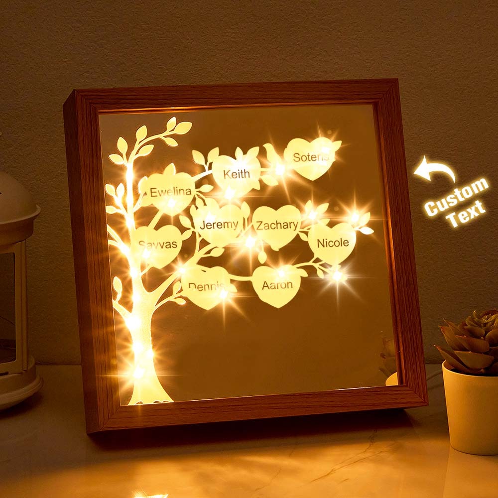 Personalized Name Family Tree Mirror NIght Light Freestanding Home Decor Gifts For Mom - mymoonlampuk