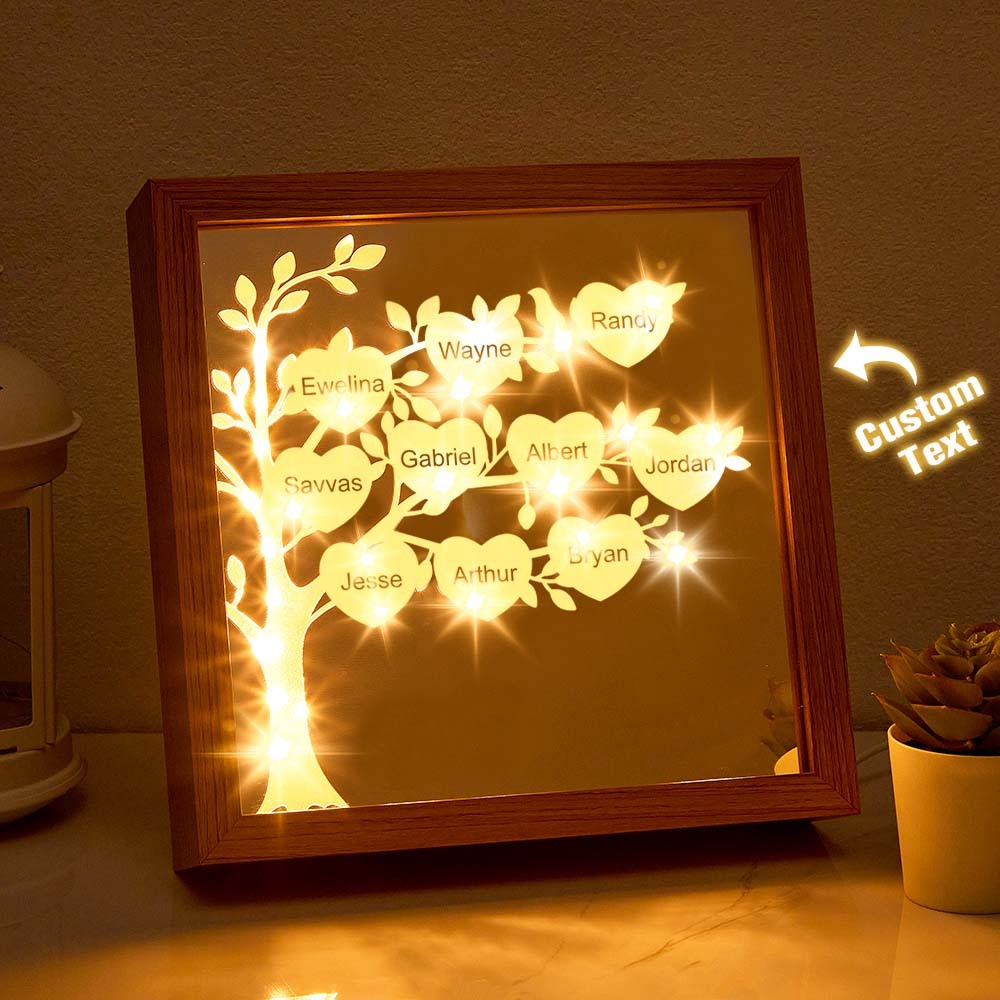 Personalized Name Family Tree Mirror NIght Light Freestanding Home Decor Gifts For Mom - mymoonlampuk