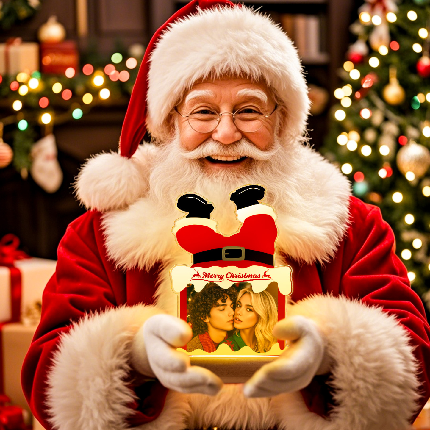 Personalized Photo Christmas Lights Christmas Gifts Anniversary Gifts for Couples and Family - SantaSocks