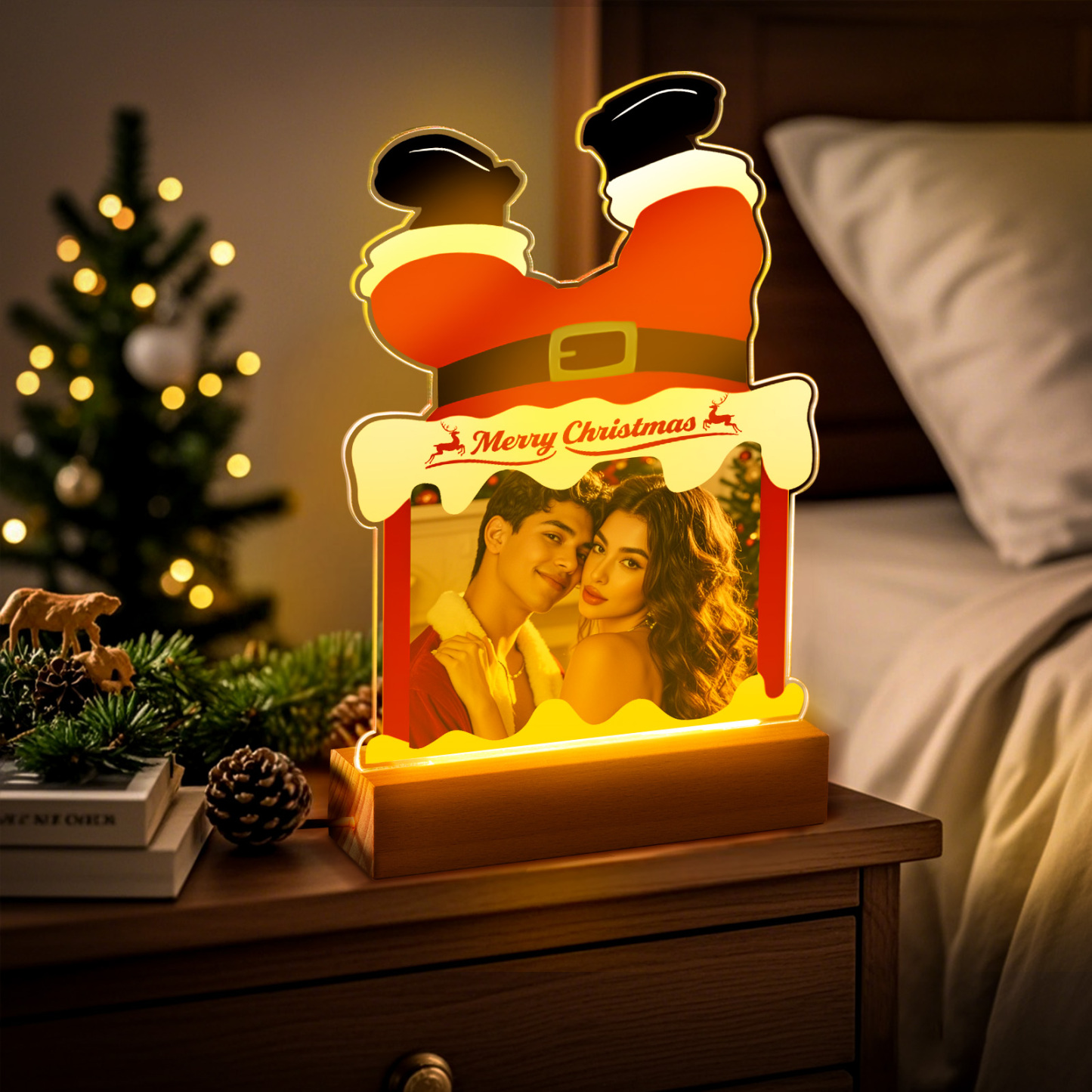 Personalized Photo Christmas Lights Christmas Gifts Anniversary Gifts for Couples and Family - SantaSocks