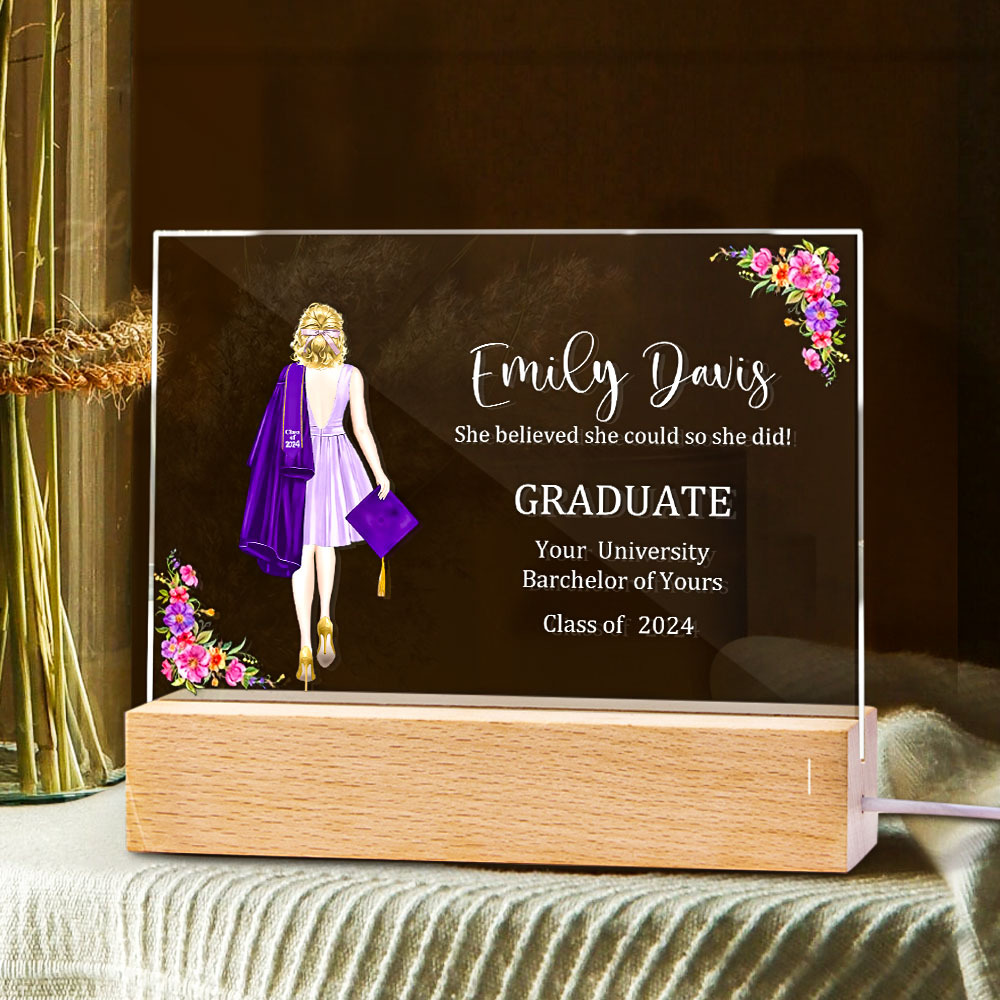 Class Of 2025 Senior Back View Graduation Gift For Daughter Personalized Acrylic LED Night Light