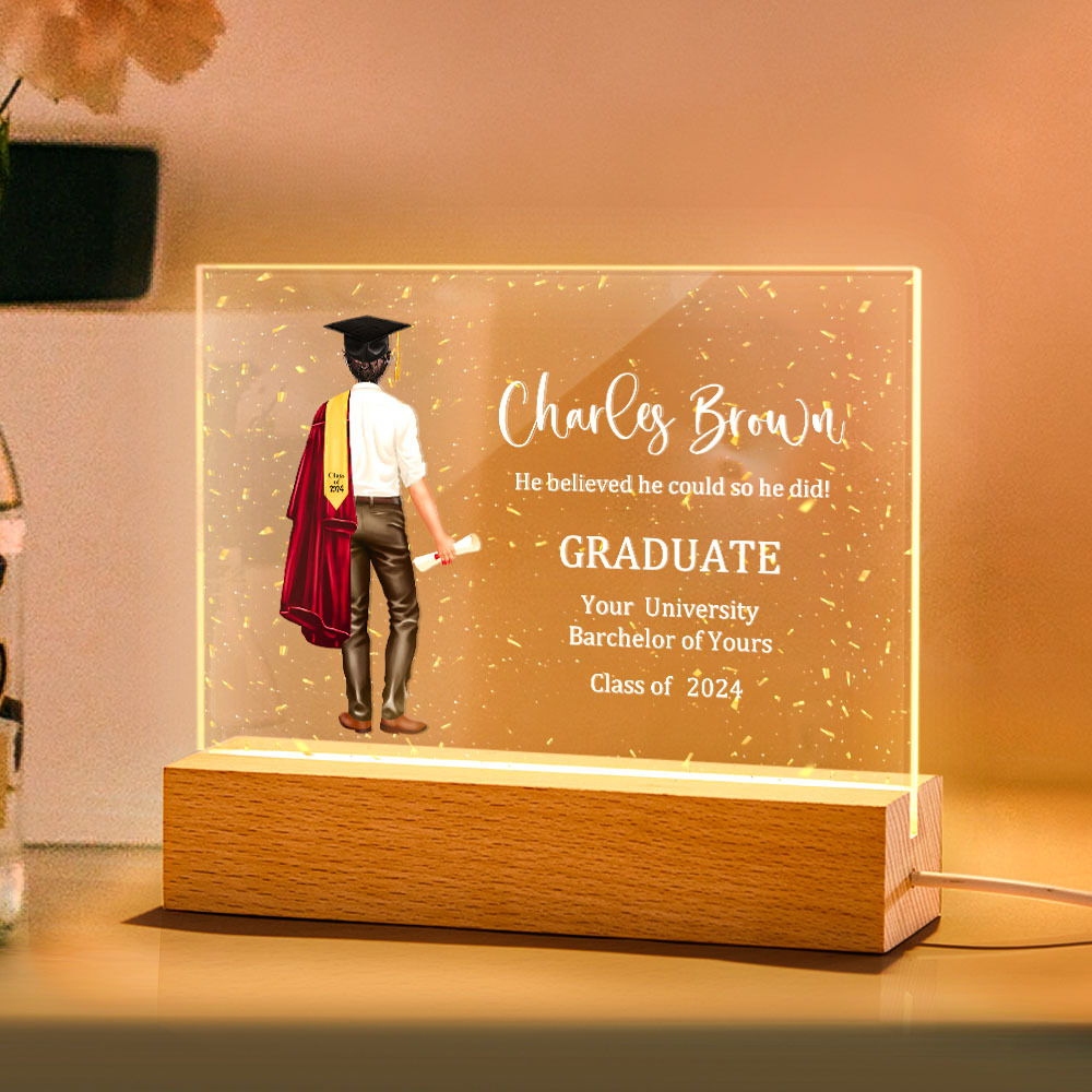 Class Of 2025 Senior Back View Graduation Gift For Daughter Personalized Acrylic LED Night Light