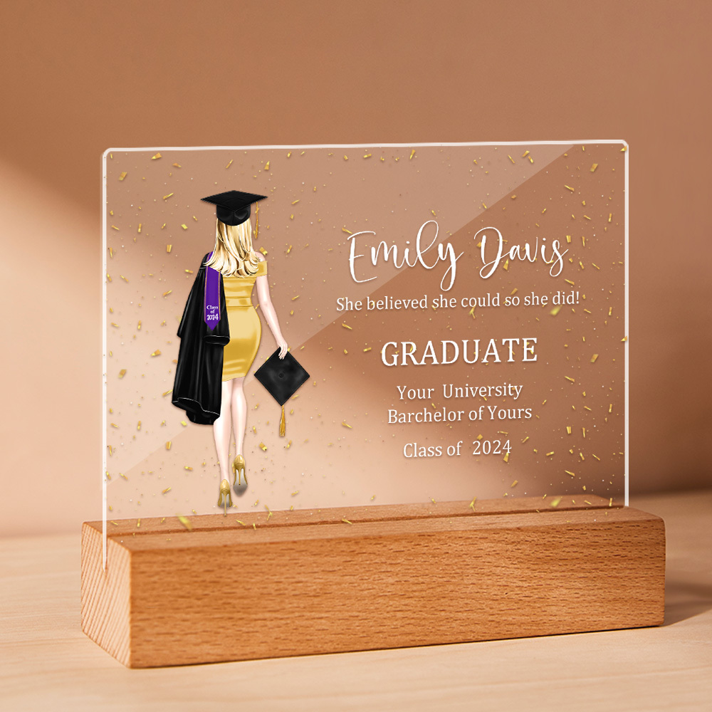 Class Of 2025 Senior Back View Graduation Gift For Daughter Personalized Acrylic LED Night Light