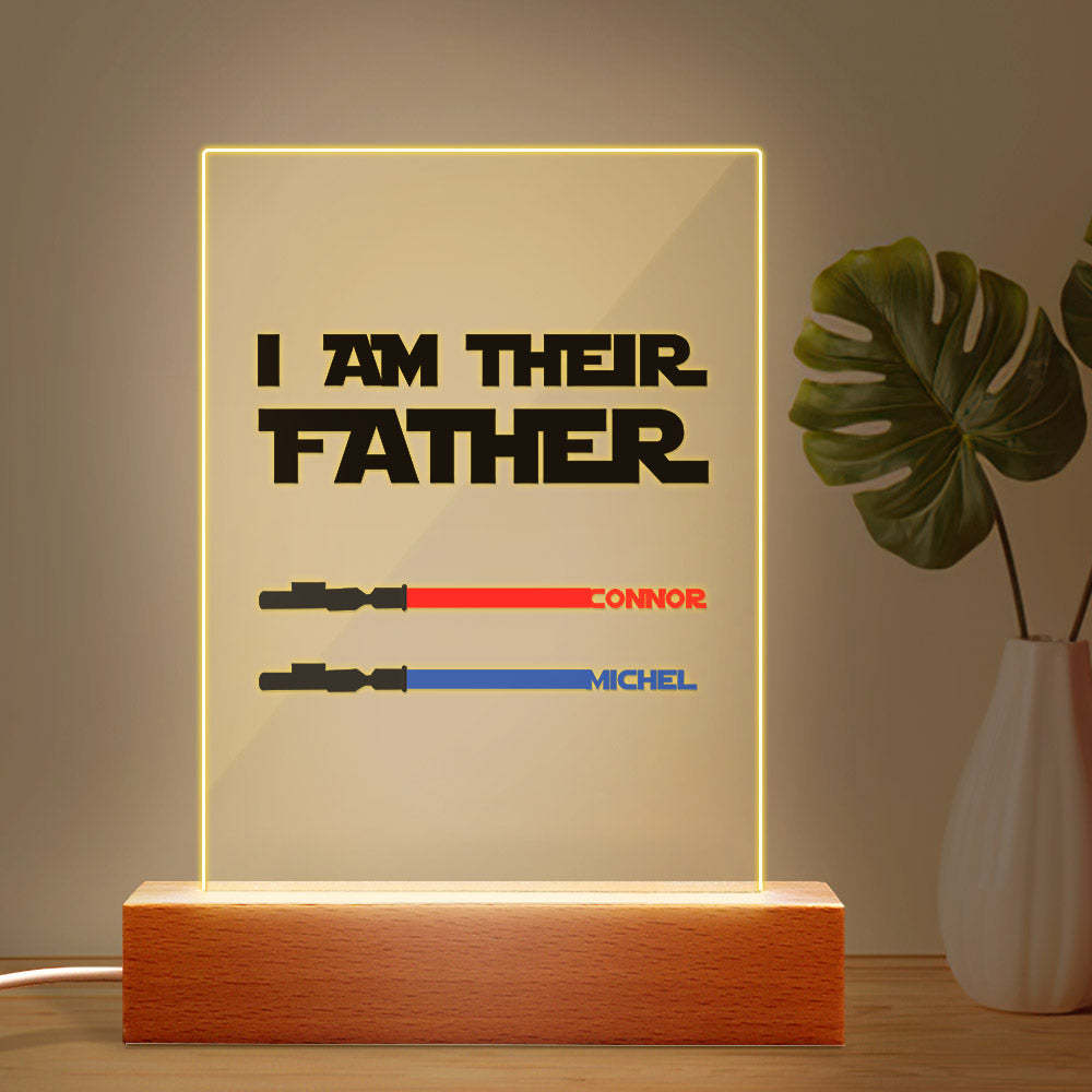 Personalized I Am Their Father Night Light Acrylic Light Saber Plaque Father's Day Gifts - SantaSocks
