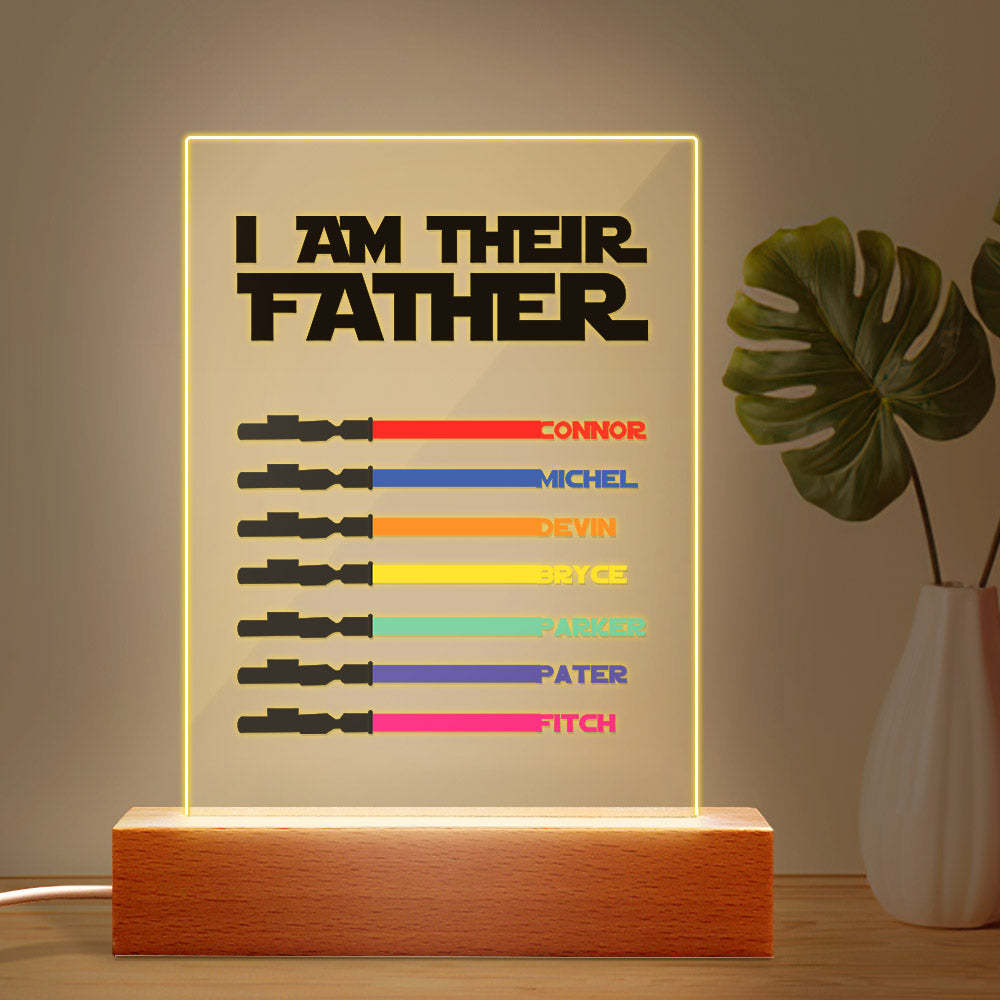Personalized I Am Their Father Night Light Acrylic Light Saber Plaque Father's Day Gifts - SantaSocks